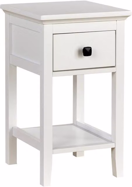 VOGREX White Lacquered MDF Compact 1 Drawer Bedside Table and Nightstand