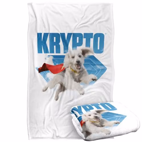 Warner Bros. Superman 2025 Krypto Jump Super Soft Fleece Throw Blanket for Children, Multicolour, W: 91.44 cm x L: 147 cm