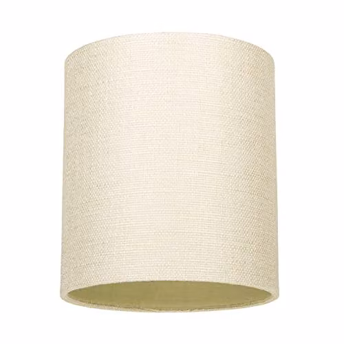 Happy Homewares Modern Cylinder Fabric Lampshade in Beige and White, Width: 16 cm – 1