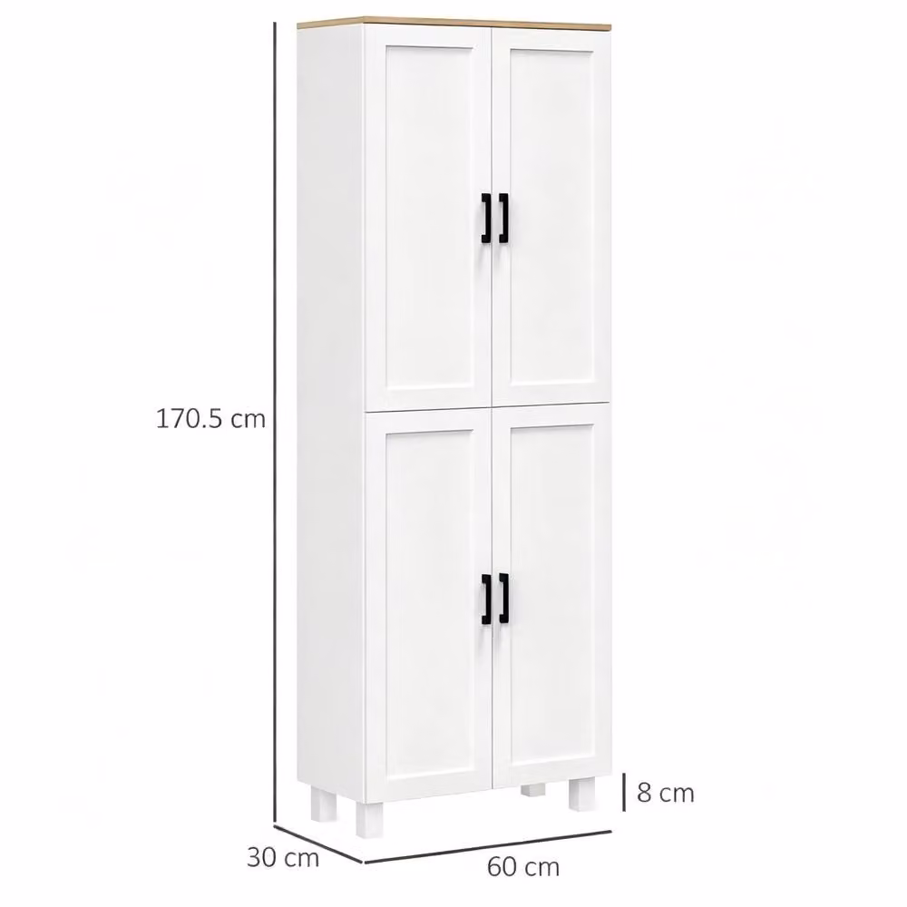 STILVORA Modern White Kitchen Storage Cabinet with 4 Hinged Doors and Internal Shelves – 2