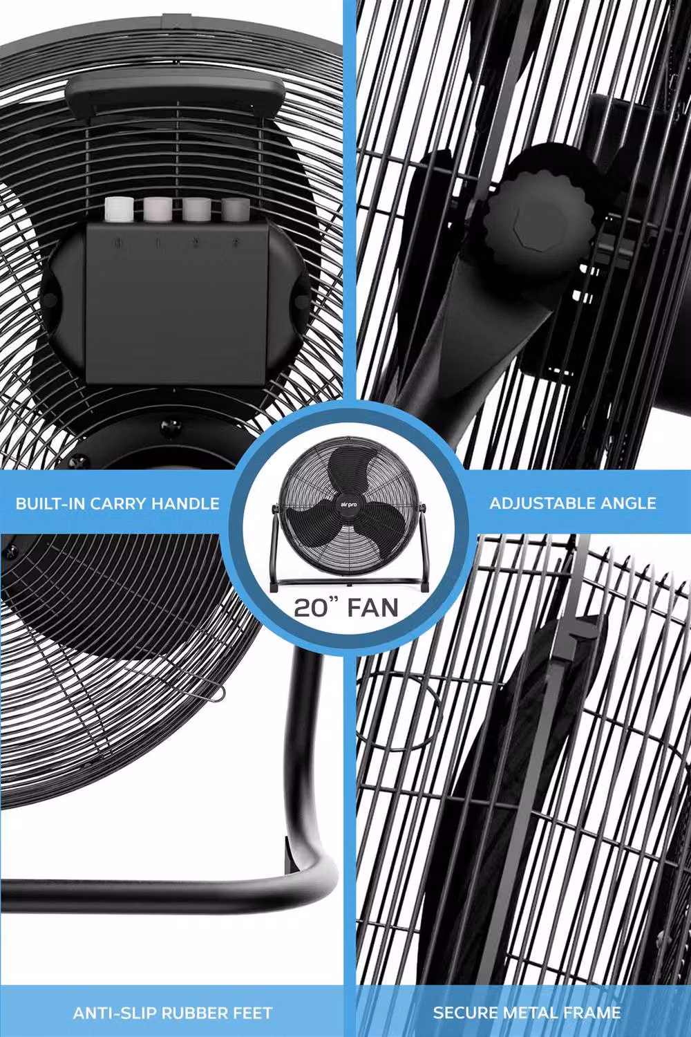 Air Pro 14 inch Floor Fan in Black with Aluminium Construction – 6