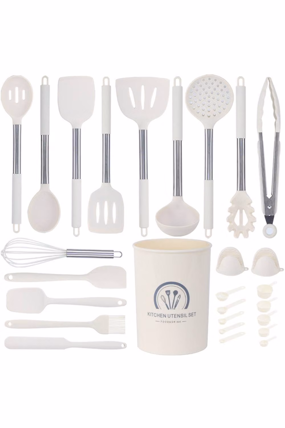 ExtraStar 27-Piece Silicone Kitchen Utensil Set in Beige – 2