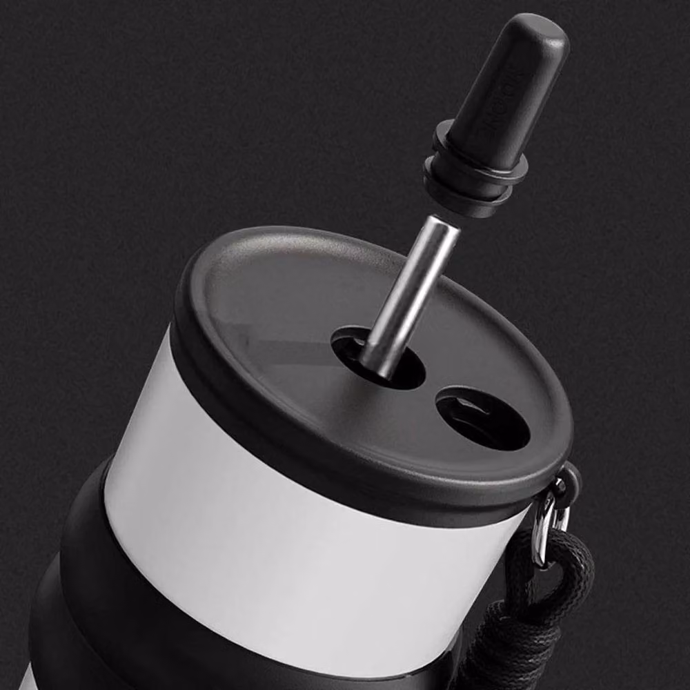 NESTLUNE White Stainless Steel Thermal Coffee Mug with Straw, 710 ml – 5