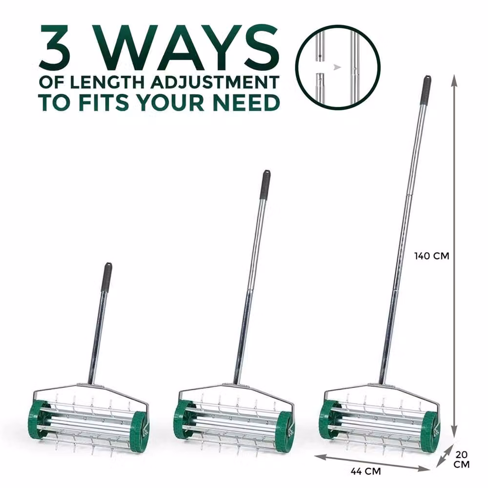 Nordara Green Gardening Lawn Aerator Grass Roller with 3-Level Adjustable Handle – 2