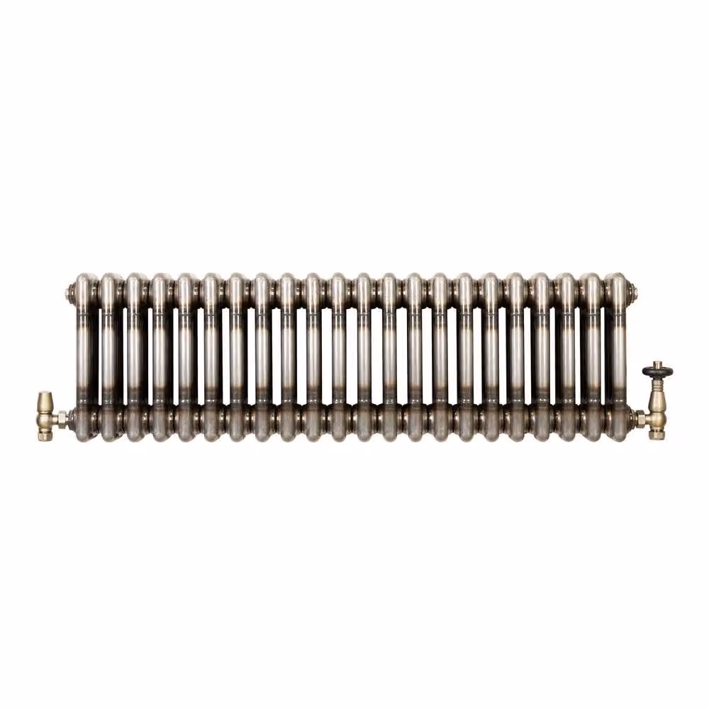 Monstershop Traditional 3 Column Steel Radiator and Valves, Silver, H: 101 cm, W: 30 cm, D: 3 cm – 2