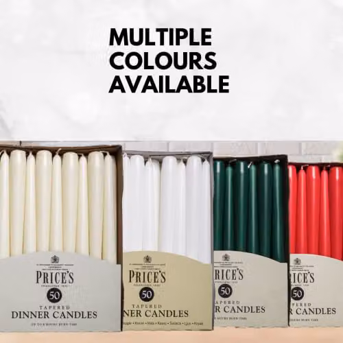 Price's Candles Classic Beige Wax Tapered Dinner Candles, Pack of 50 – 2