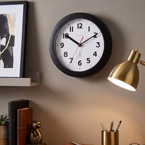 Acctim Parona Radio Controlled Analog Wall Clock, Black, Diameter: 23 cm – 2