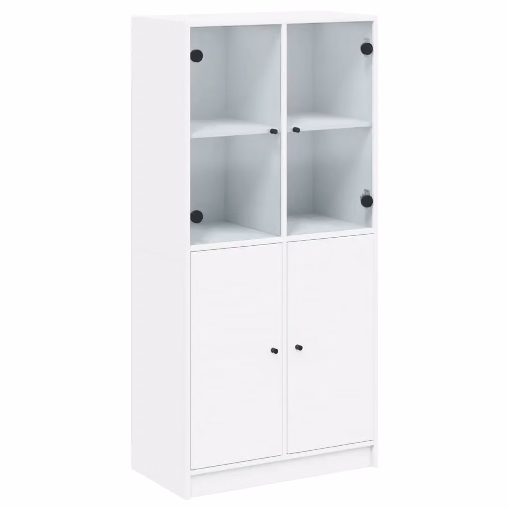 Berkfield Home Modern White Highboard with Hinged Doors and Internal Shelves, W/D/H: 68 x 37 x 142 cm – 2