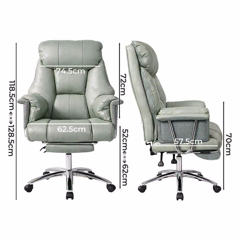 Levede Executive Office Chair in Green with Footrest, Ergonomic PU Leather Recliner and 360 Degree Swivel – 4