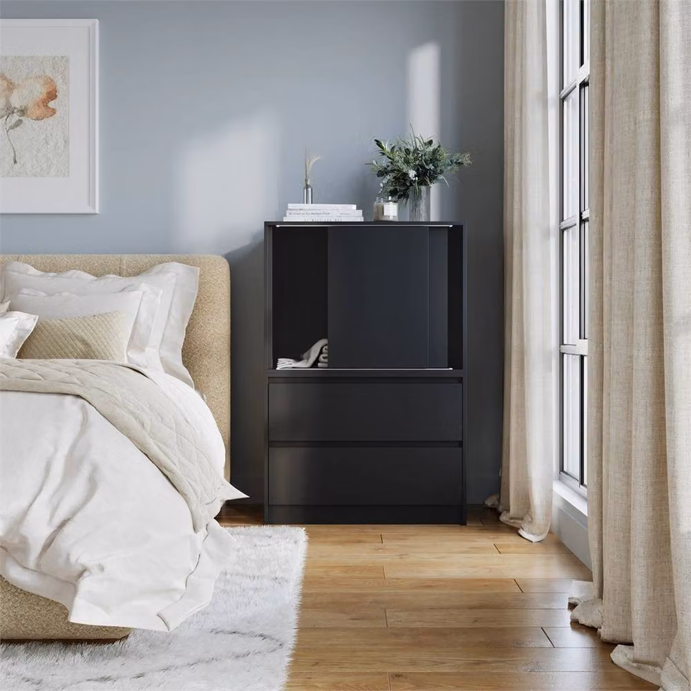 Nordara Black Modern Side Cabinet with 2 Doors and 2 Drawers for Home Office Storage, W/D/H: 120 x 51.5 x 80 cm – 3