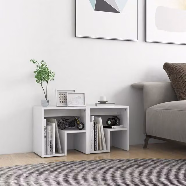 Berkfield Home Bed Cabinets, 2 Piece Set in White, W/D/H: 40 x 30 x 40 cm