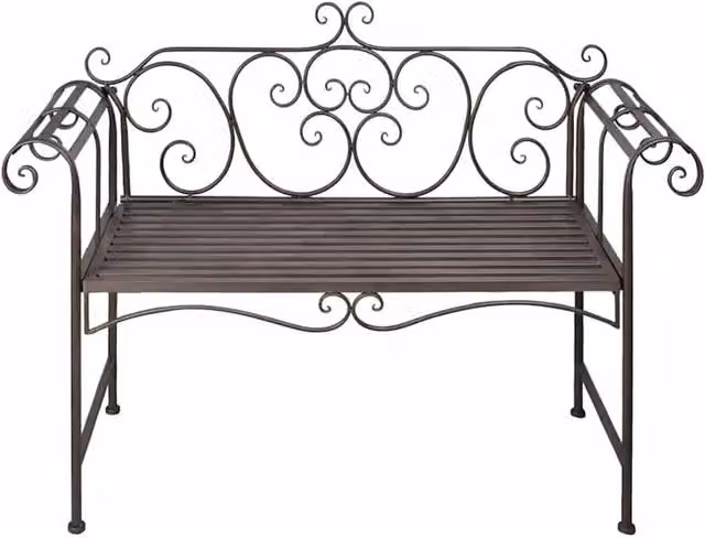 Berkfield Home Metal Garden Bench in Antique Brown, Width: 132 cm