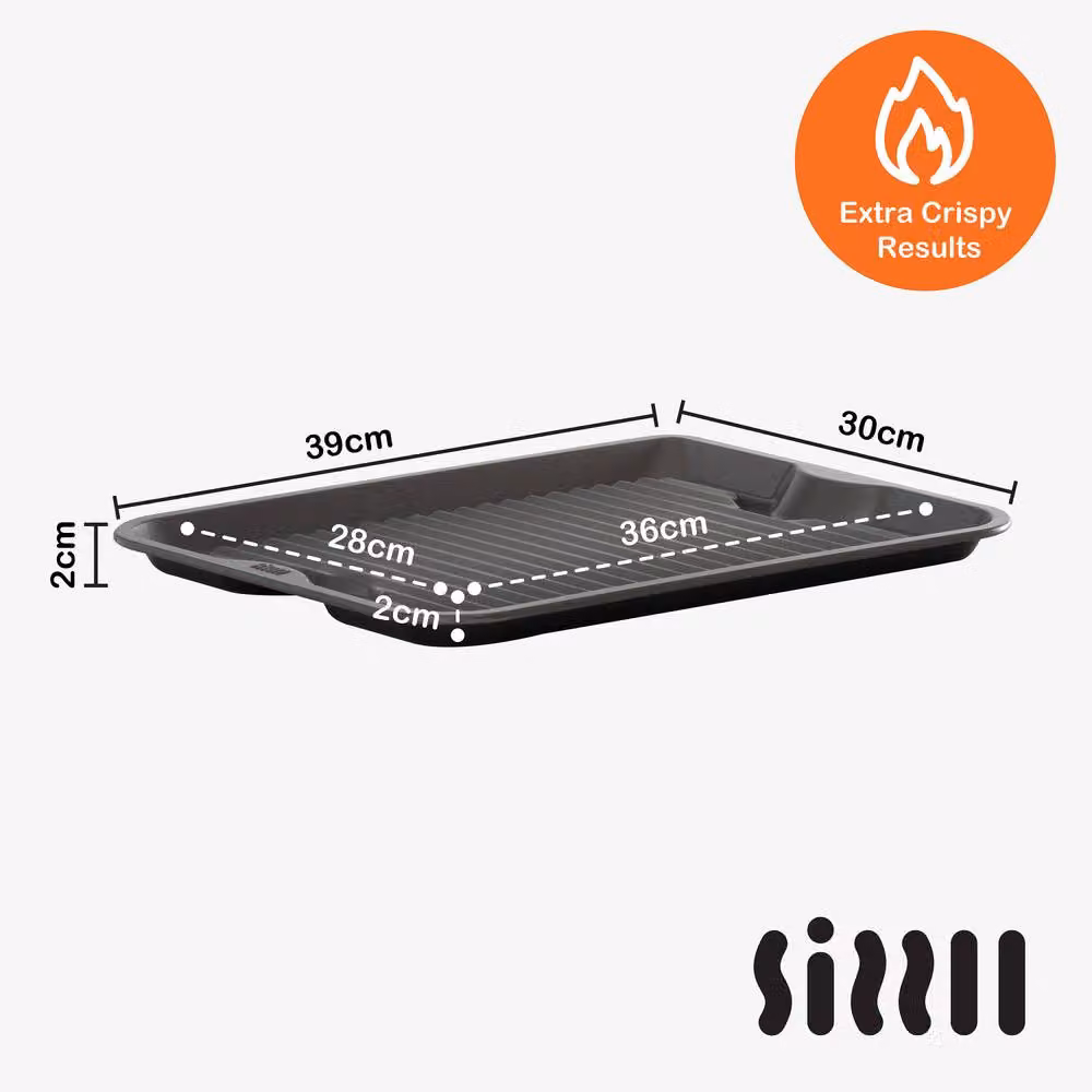 Wham SIZZLL Non-Stick Rectangular Baking Sheet, Grey, 39 cm – 3