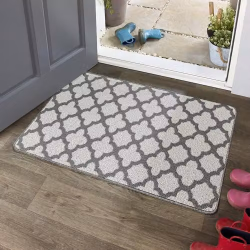 My Mat Moroccan Tile Silver and Grey Stain Resistant Non-Slip Runner, W: 67 cm, L: 100 cm – 2