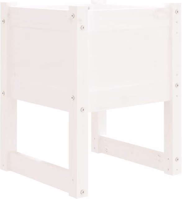 Berkfield Home White Solid Wood Pine Planter W/D/H: 40 x 40 x 52.5 cm