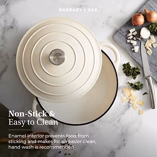 Tower Enamelled Cast Iron Shallow Casserole Pan, Cream – 3