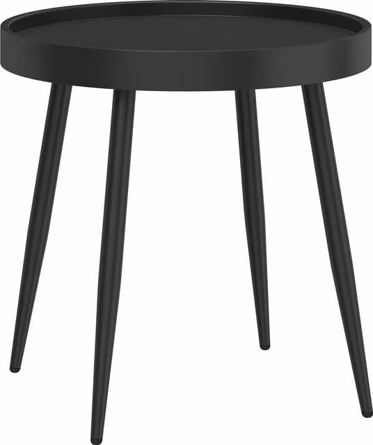 Outsunny Round Garden Coffee Side Table with Plastic Tray-Style Top and Metal Legs, Black, Diameter: 49.5 cm – 1