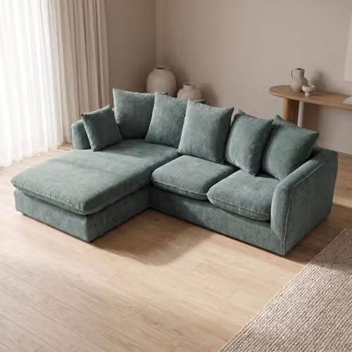 Abakus Direct Lucas Right Facing Corner Sofa in Green Velvet Chenille – 4