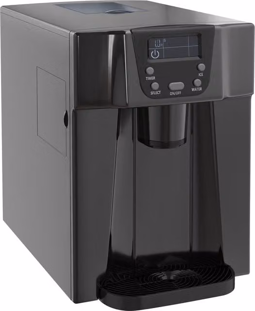 HOMCOM Countertop Ice Maker Machine and Water Dispenser in Black with 3L Tank and Adjustable Cube Size – 1