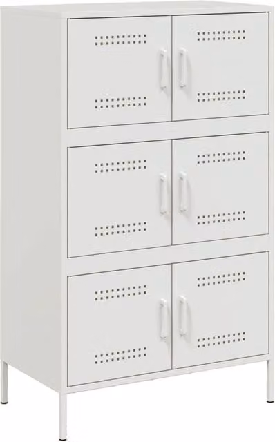 Berkfield Home White Steel Highboard W/D/H: 68 x 39 x 113 cm