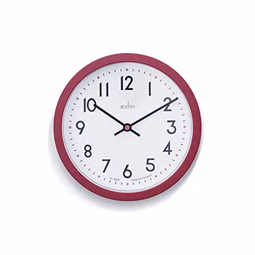 Acctim Elstow Round Quartz Analog Wall Clock in Clay or Red, Diameter: 20 cm – 1