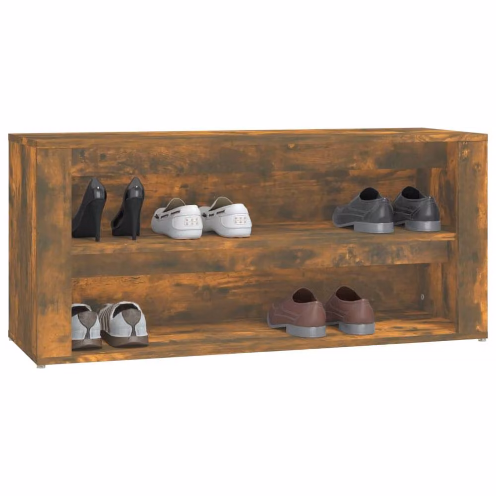 Berkfield Home Smoked Oak Shoe Rack in Brown, W/D/H: 100 x 35 x 45 cm – 3