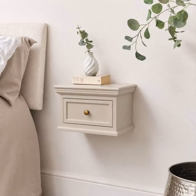 Melody Maison Daventry Wall Mounted Bedside Table in Light Grey