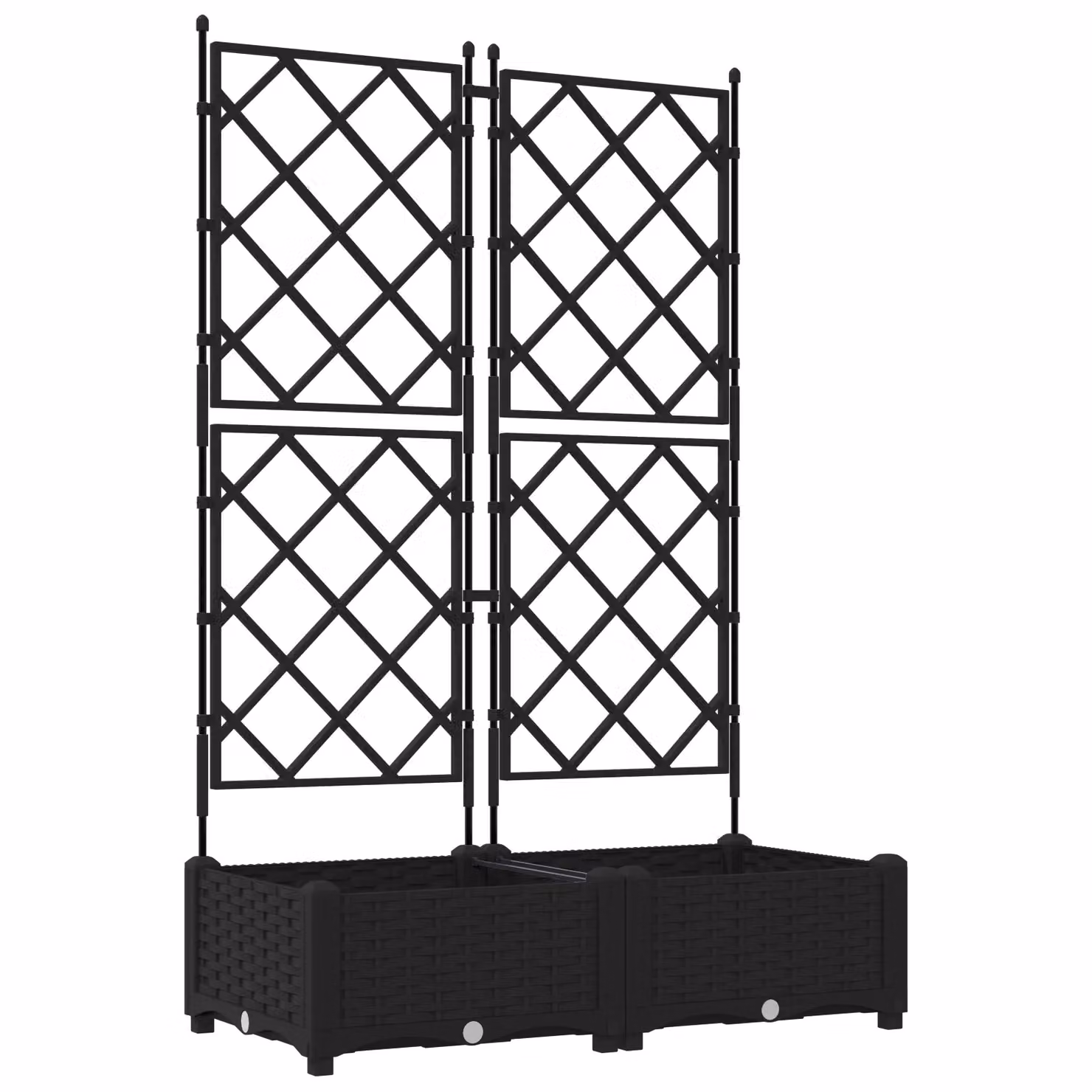 Berkfield Home Garden Planter with Trellis, 2 Piece Set, Black, W: 80 cm, D: 40 cm, H: 125.5 cm – 2