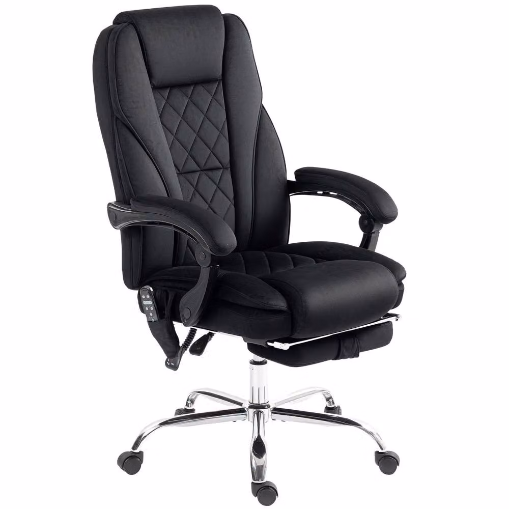 Rolipo Black Synthetic Leather Executive Reclining Office Chair with Heated Massage, Footrest and Headrest – 2