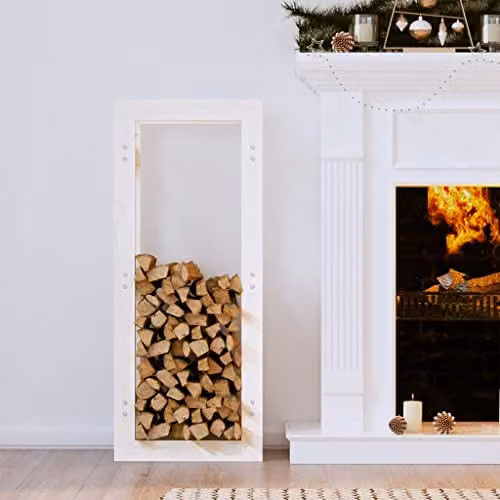 vidaXL White Rustic Pine Wood Firewood Rack, W/D/H: 41 x 25 x 100 cm – 2