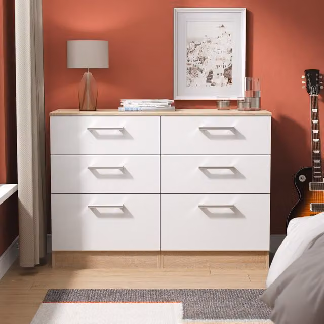 Ready Assembled 2 U Cornwall 6 Drawer Wide Chest in White – 1