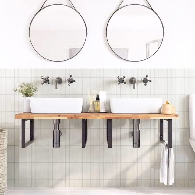 Berkfield Home Untreated Solid Wood Acacia Bathroom Vanity Countertop, Brown, W: 120 cm, D: 60 cm, H: 4 cm