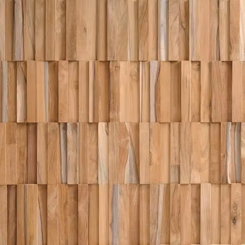 Rebel of Styles Wallsupply UltraWood Vertical Solid Teak Wood Hardwood Wall Cladding 3D Interlocking Tiles, Brown, 18pcs, 1.17m² – 2
