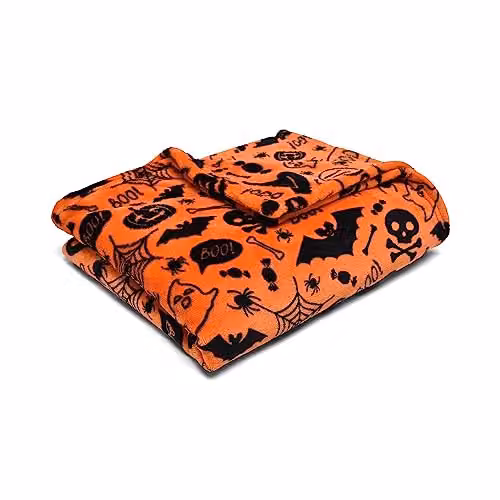 Bedlam Orange Halloween Fleece Throw W/D/H: 120 x 150 cm – 2