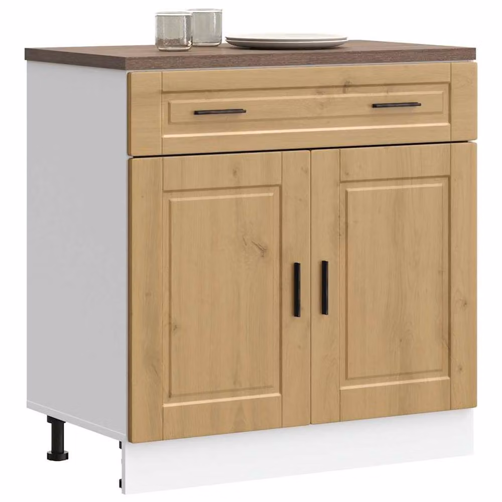 Berkfield Home Porto Artisan Oak Kitchen Base Cabinet in Brown – 2