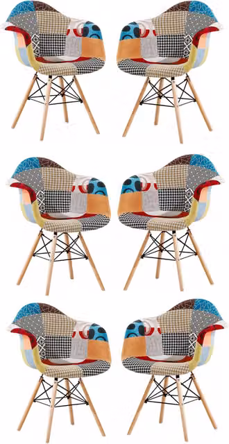 Life Interiors Set of 6 Moda Patchwork Tub Dining Chairs in Multicolour Fabric