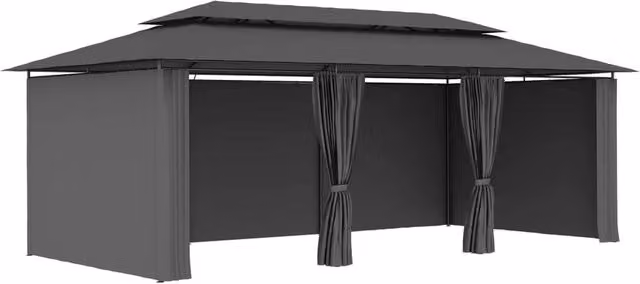 Berkfield Home Gazebo with Curtains in Anthracite, W: 600 cm, D: 298 cm, H: 270 cm – 1