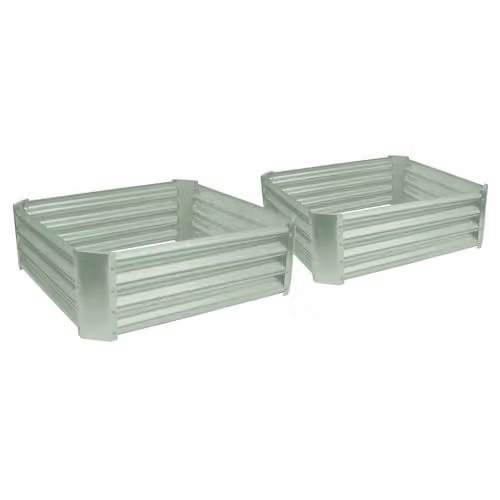 Harbour Housewares Pack of 2 Green Galvanised Steel Raised Garden Beds, W/D/H: 90 x 90 x 30 cm – 1