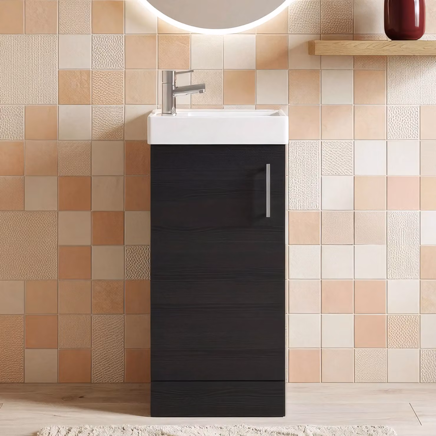 Balterley Saint Contemporary Floor Standing Bathroom Vanity Unit with Rectangular Basin and Soft-Close Door, Charcoal Black, W: 40.5 cm, H: 86.1 cm, D: 40.5 cm – 6