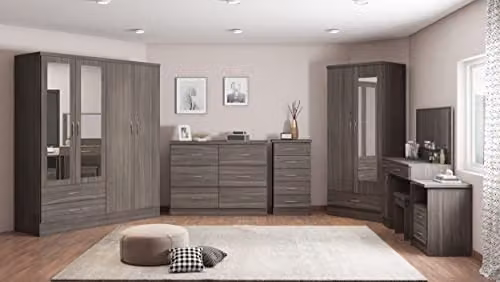 Seconique Nevada 4 Door 2 Drawer Mirrored Wardrobe in Black – 2