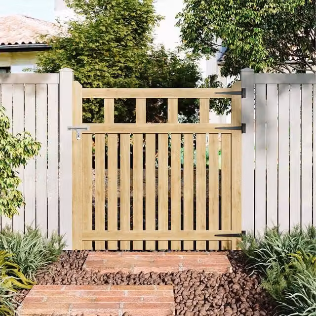 Komore Brown Wooden Garden Fence Gate with Square Gap Design, Width: 120 cm