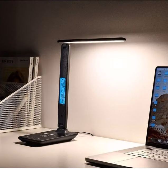 H&O Direct Multifunctional LED Eye-care Desk Lamp with Wireless Charger and Dimmable Touch Control, Black – 1