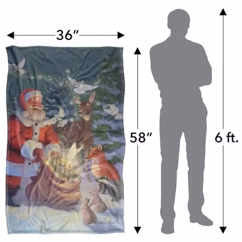 JQ Licensing Christmas Santa Peaceful Gifts Super Soft Fleece Throw Blanket, Multicolour, W/D/H: 91 x 147 cm – 4