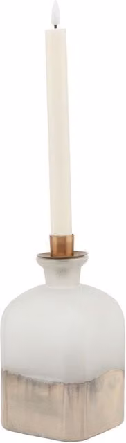 KDMK Classic Large Taper Candle Holder Vase in Grey and White Metal and Glass