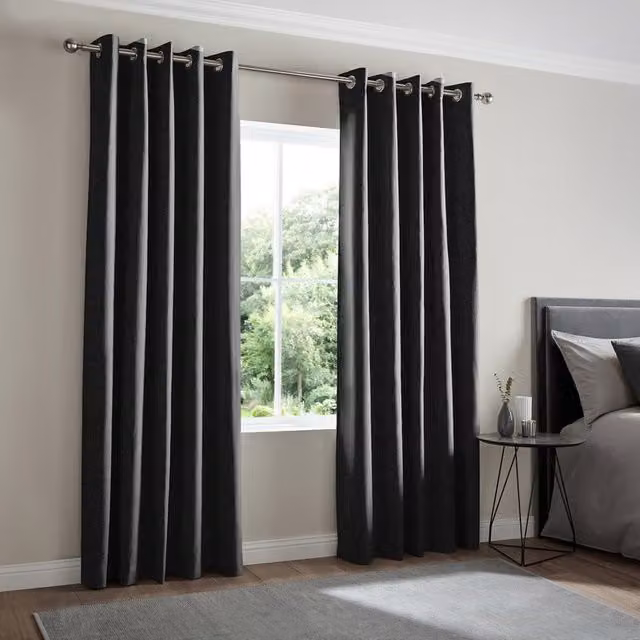 Terrys Lugano Made to Measure Blackout Fabric Curtain Panel in Black