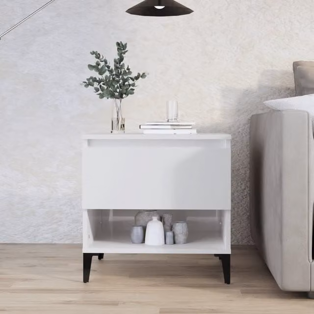 Berkfield Home High Gloss White Side Table, W/D/H: 50 x 46 x 50 cm – 1