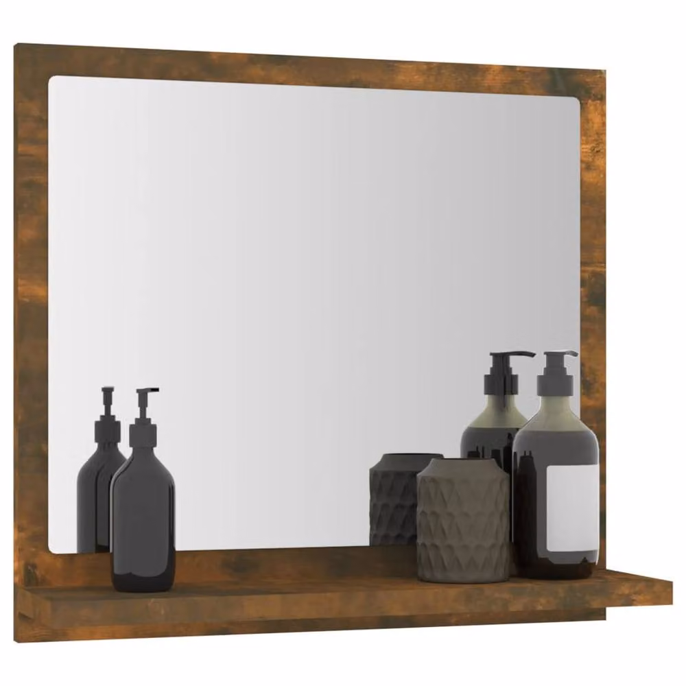Berkfield Home Rectangular Bathroom Mirror in Smoked Oak Brown, W/D/H: 40 x 10.5 x 37 cm – 4
