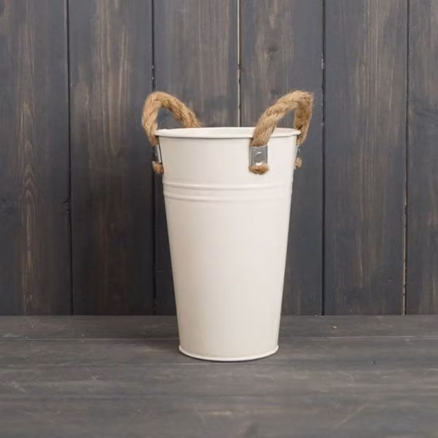 KDMD Floral Metal Tabletop Planter in Beige and White