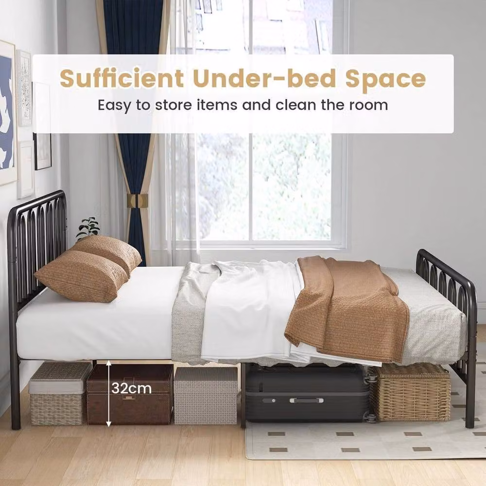 SPETLEK King Size Metal Bed Frame with Headboard in Black – 4
