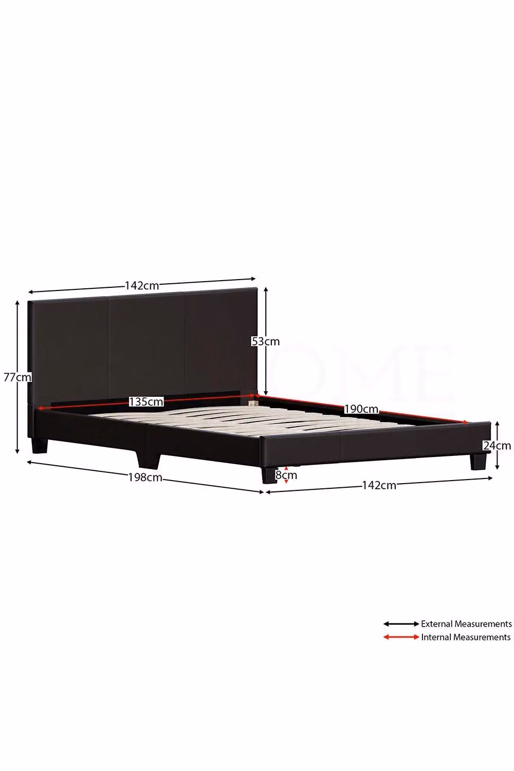 Vida Designs Lisbon King Size Upholstered Faux Leather Bed Frame in Brown W/D/H: 180 x 200 cm – 2